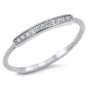 Sterling Silver CZ Bar Ring – Sample Size 7.5